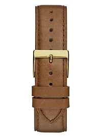 Gold-Tone and Brown Leather Analog Watch