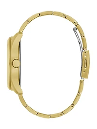 Gold-Tone and Textured Blue Multifunction Watch