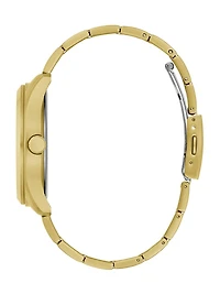 Textured Gold-Tone Multifunction Watch