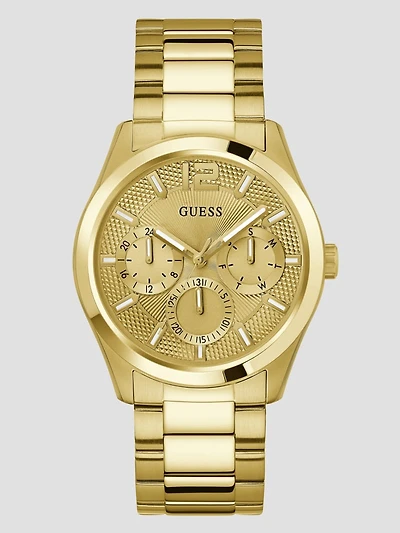 Textured Gold-Tone Multifunction Watch