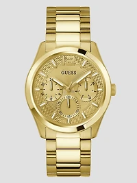 Textured Gold-Tone Multifunction Watch