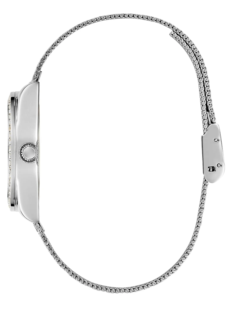 Silver-Tone Mesh Analog Watch