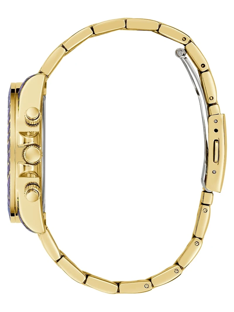 Printed Gold-Tone Multifunction Watch