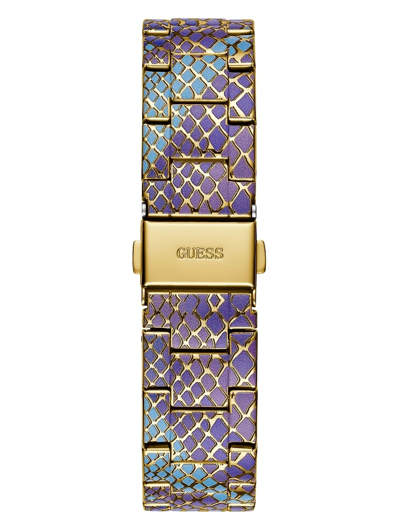 Printed Gold-Tone Multifunction Watch