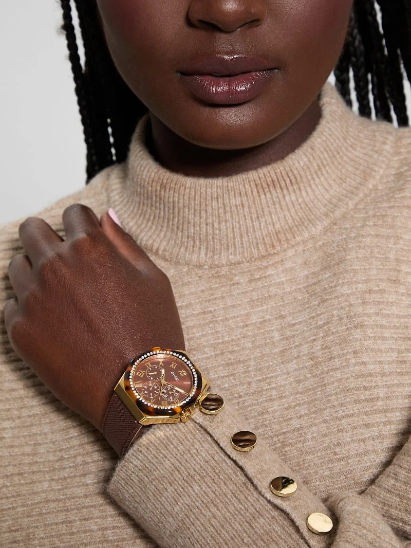 Brown Leather Chronograph Watch