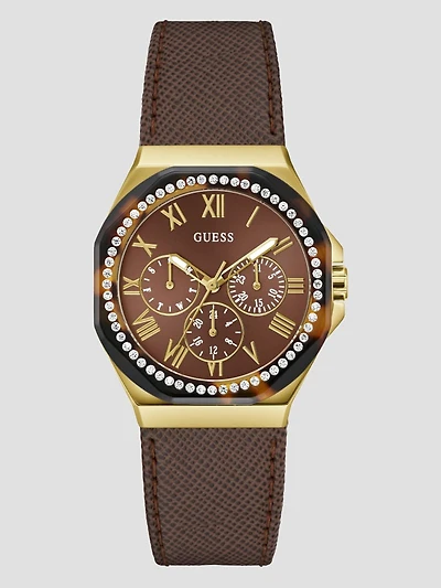 Brown Leather Chronograph Watch