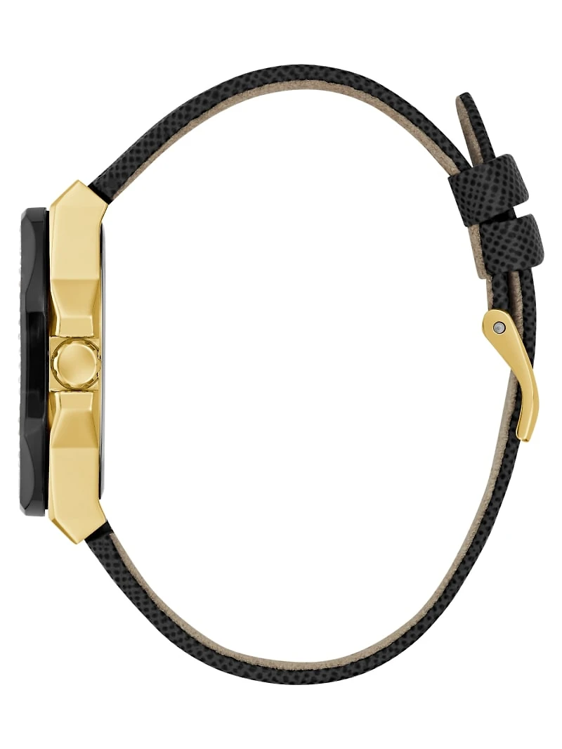 Black Leather Chronograph Watch