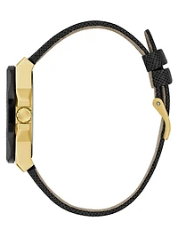 Black Leather Chronograph Watch
