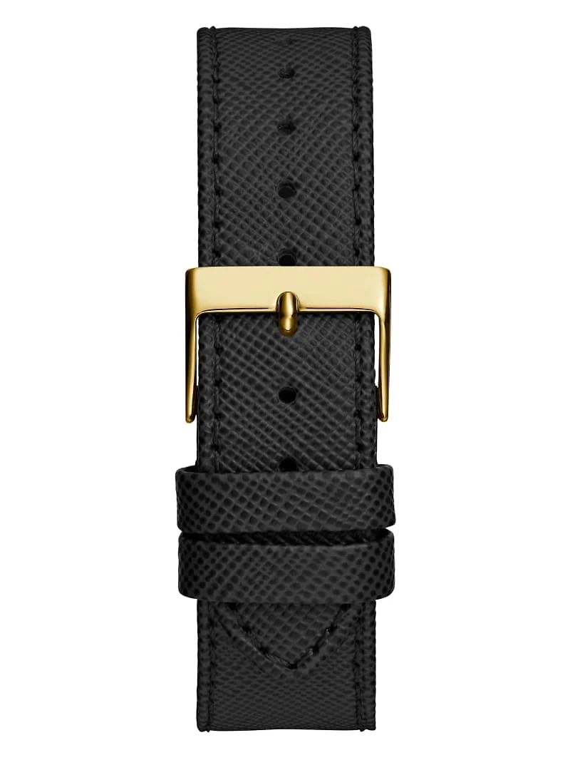 Black Leather Chronograph Watch