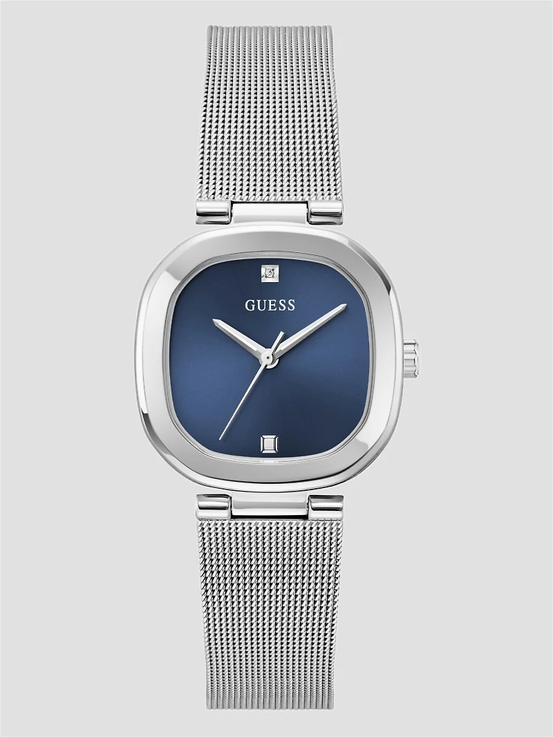 Silver-Tone Mesh Analog Watch