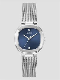 Silver-Tone Mesh Analog Watch