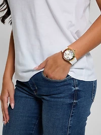 White & Gold-Tone Multifunction Watch