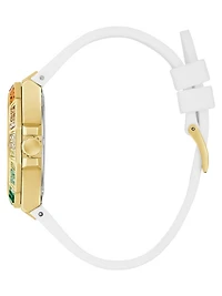 White & Gold-Tone Multifunction Watch