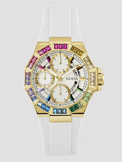 White & Gold-Tone Multifunction Watch