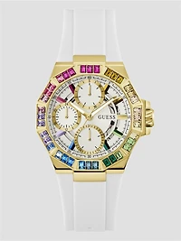 White & Gold-Tone Multifunction Watch