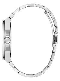 Silver-Tone and Green Analog Watch