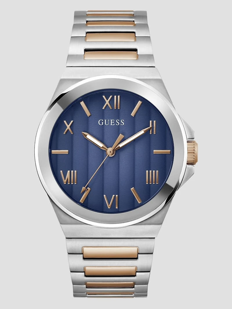 Silver and Rose Gold-Tone Analog Watch