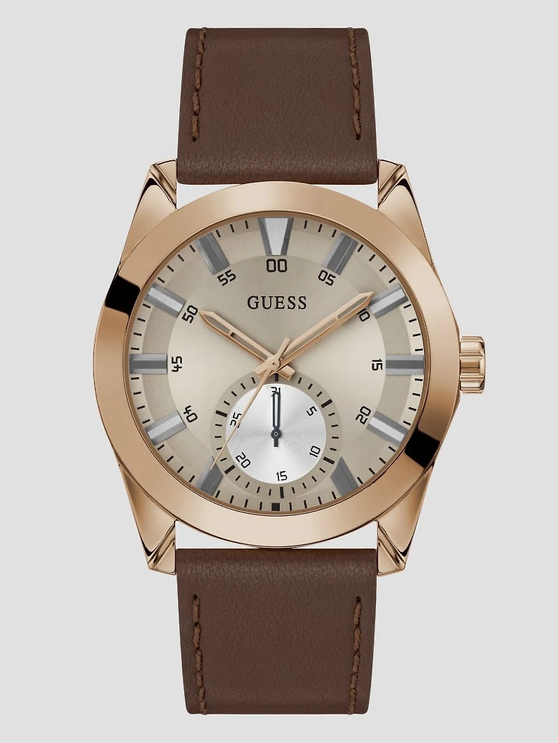 Brown Leather Multifunction Watch