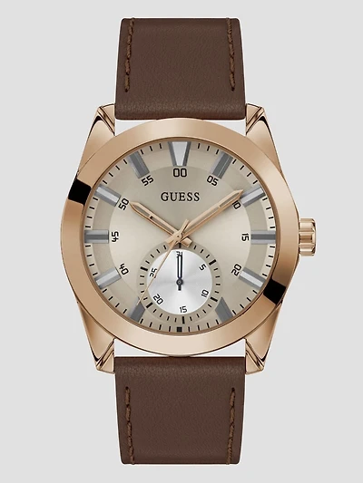 Brown Leather Multifunction Watch
