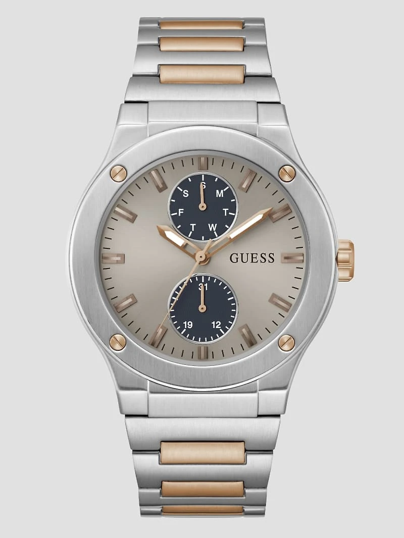 Silver and Rose Gold-Tone Multifunction Watch