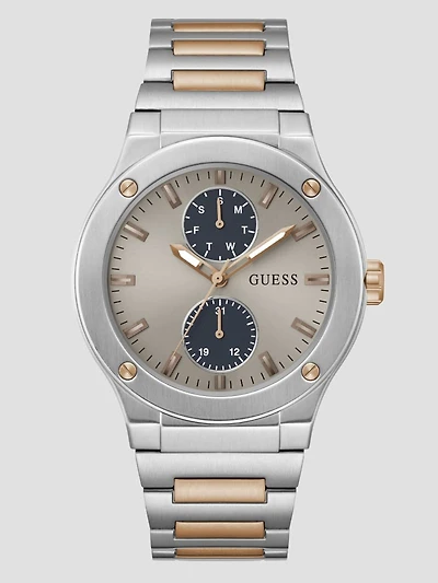 Silver and Rose Gold-Tone Multifunction Watch