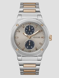 Silver and Rose Gold-Tone Multifunction Watch
