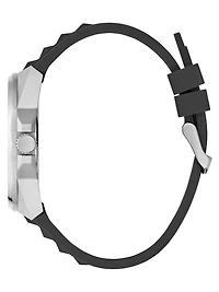 Silver-Tone and Green Multifunction Watch