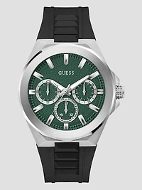 Silver-Tone and Green Multifunction Watch