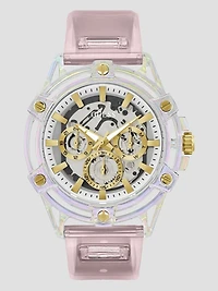 Pink and White Multifunction Silicon Watch