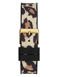 Gold-Tone Leather Analog Watch