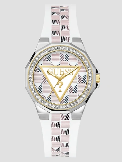 White Analog Leather Watch