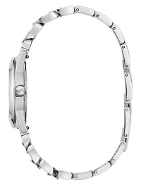 Silver-Tone and Pink Analog Watch