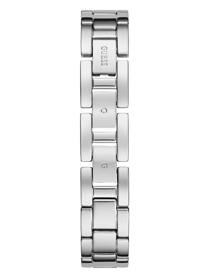 Silver-Tone and Pink Analog Watch