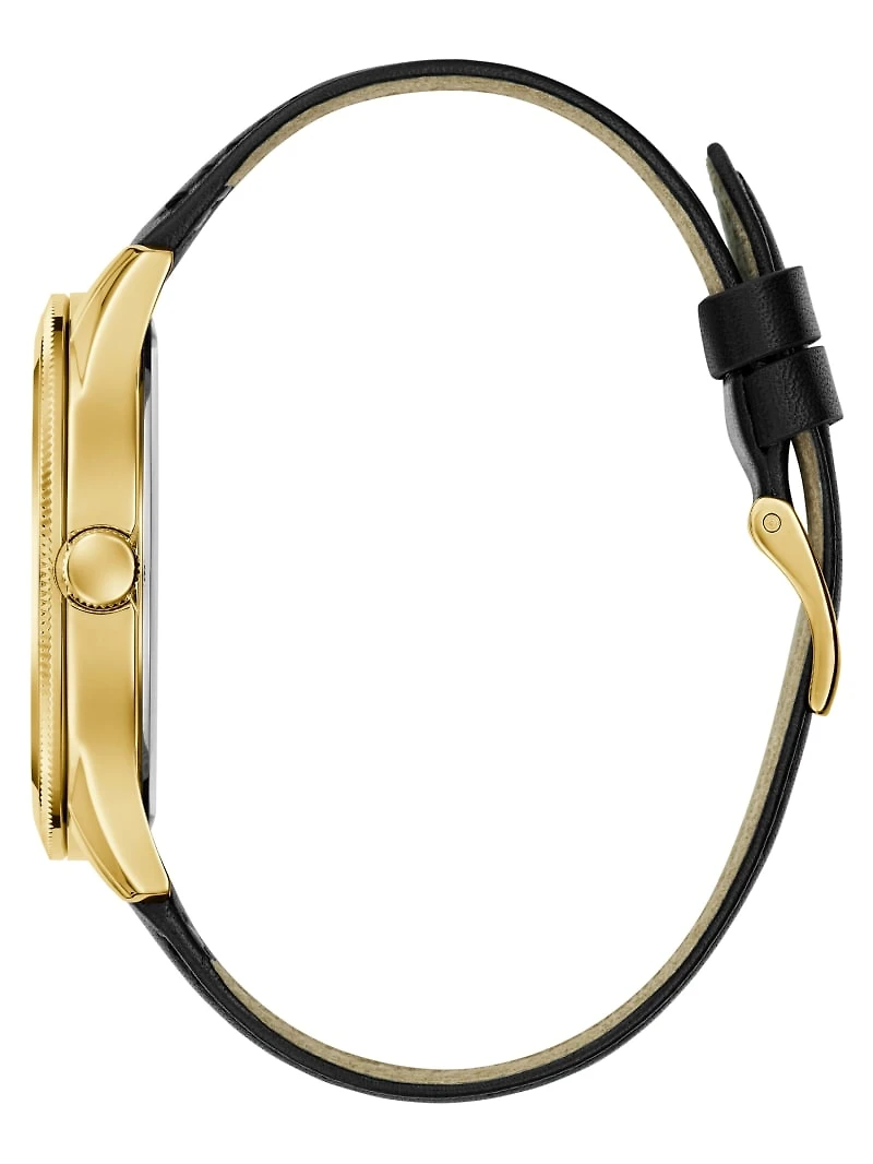 Two-Tone Leather Analog Watch