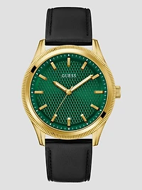 Two-Tone Leather Analog Watch