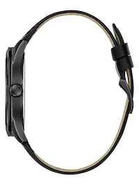 Black Leather Analog Watch