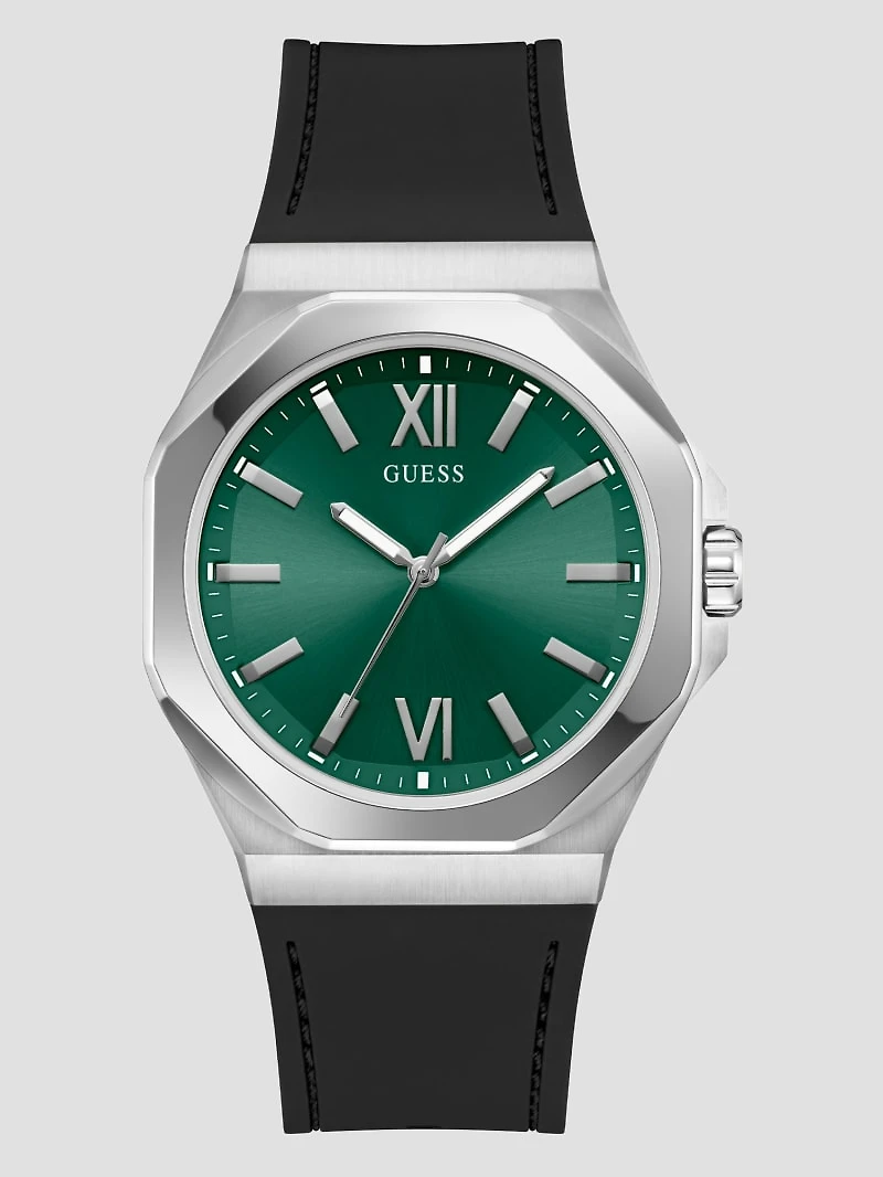 Silver-Tone and Black Analog Watch