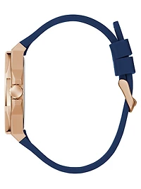 Rose Gold-Tone and Blue Analog Watch