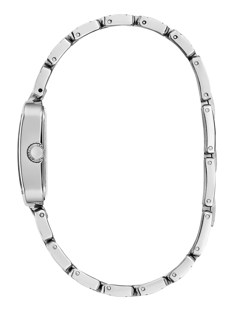 Silver-Tone Textured Square Analog Watch