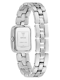 Silver-Tone Textured Square Analog Watch