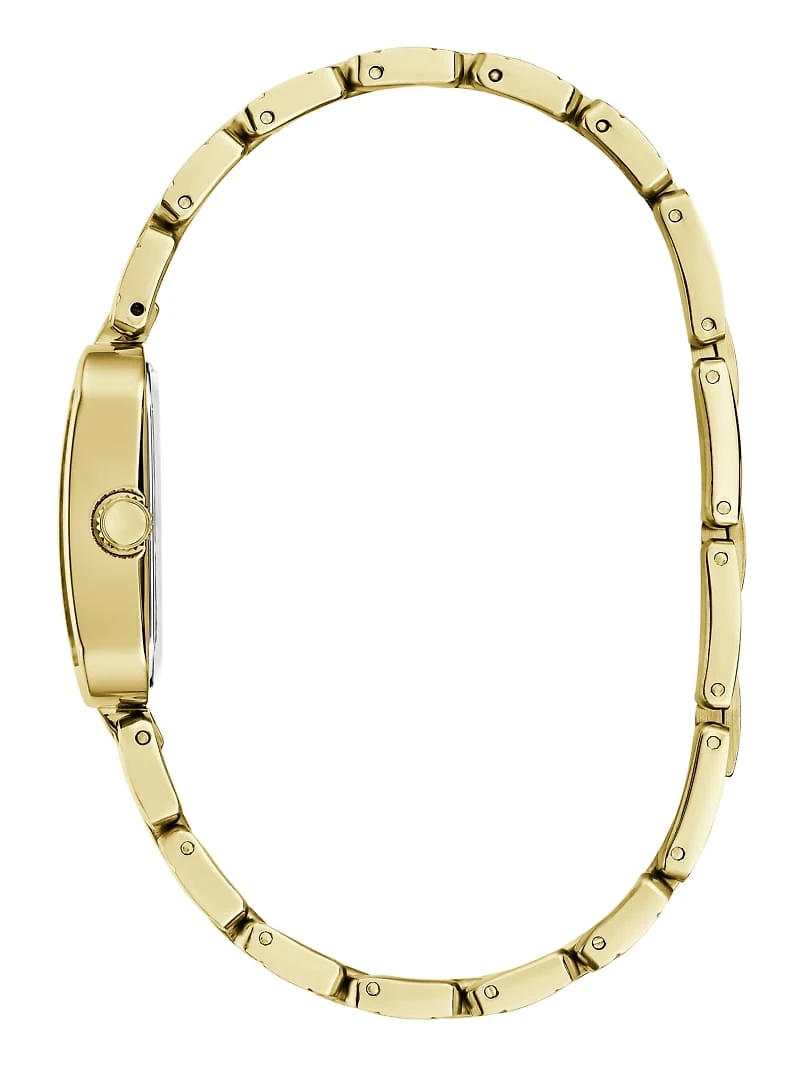 Gold-Tone Textured Square Analog Watch