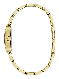 Gold-Tone Textured Square Analog Watch