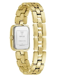Gold-Tone Textured Square Analog Watch