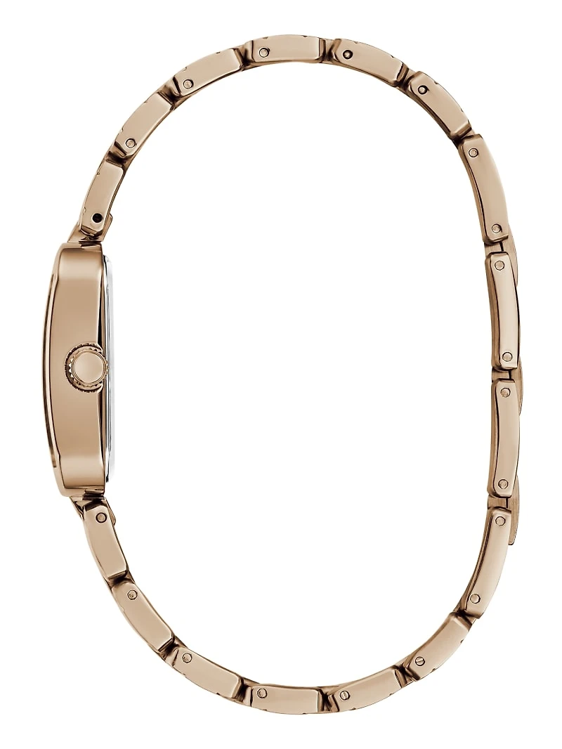 Rose Gold-Tone Textured Square Analog Watch