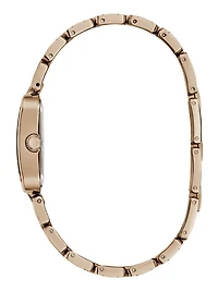Rose Gold-Tone Textured Square Analog Watch