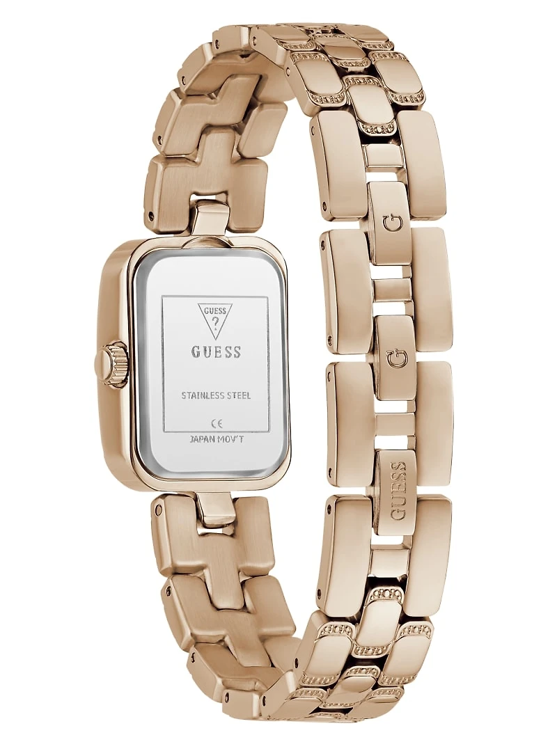 Rose Gold-Tone Textured Square Analog Watch