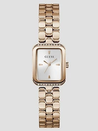 Rose Gold-Tone Textured Square Analog Watch