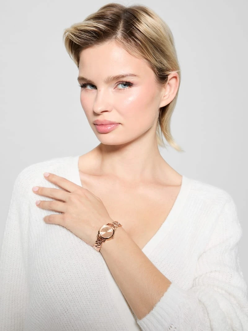 Rose Gold-Tone Mixed Chain Analog Watch