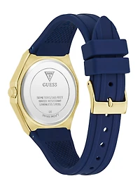 Gold-Tone and Blue Silicone Analog Watch