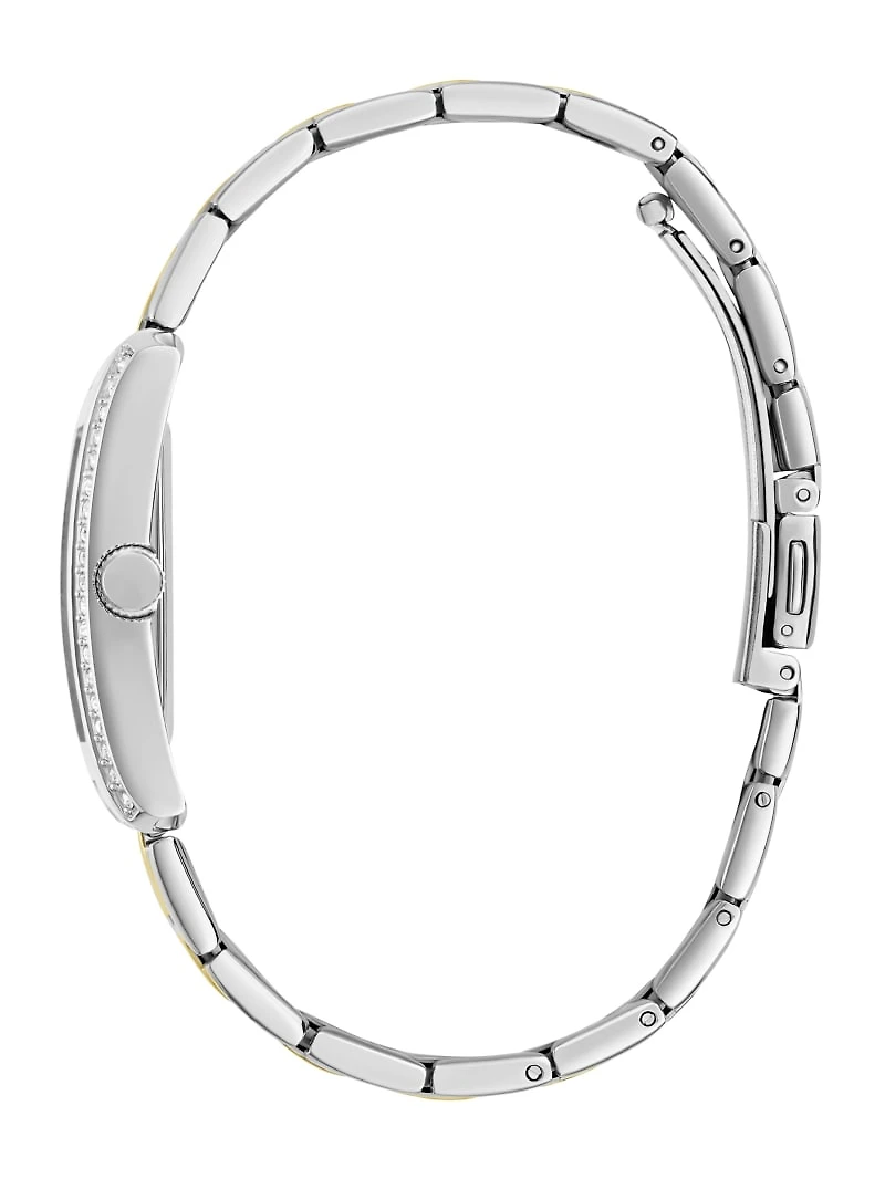 Multi-Tone Crystal Square Analog Watch